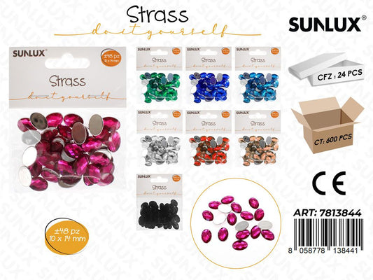 Sunlux Strass Col. Ass. 48PCS 10*14MM / Pz da 24