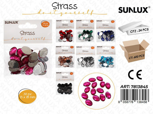 STRASS COL. ASS. 30PCS 13*18MM / PZ DA 24**