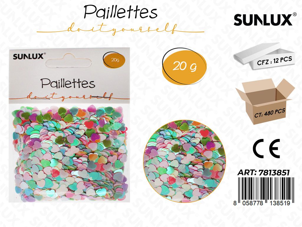 Sunlux Paillettes Cuore Col. Ass 20G / Pz da 12