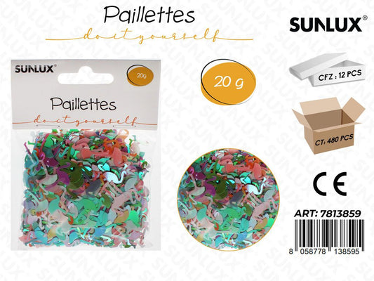 Sunlux Paillettes Fenicottero Col. Ass 20G / Pz da 12