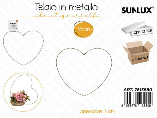 Sunlux Telaio in Metallo Cuore 3*30CM