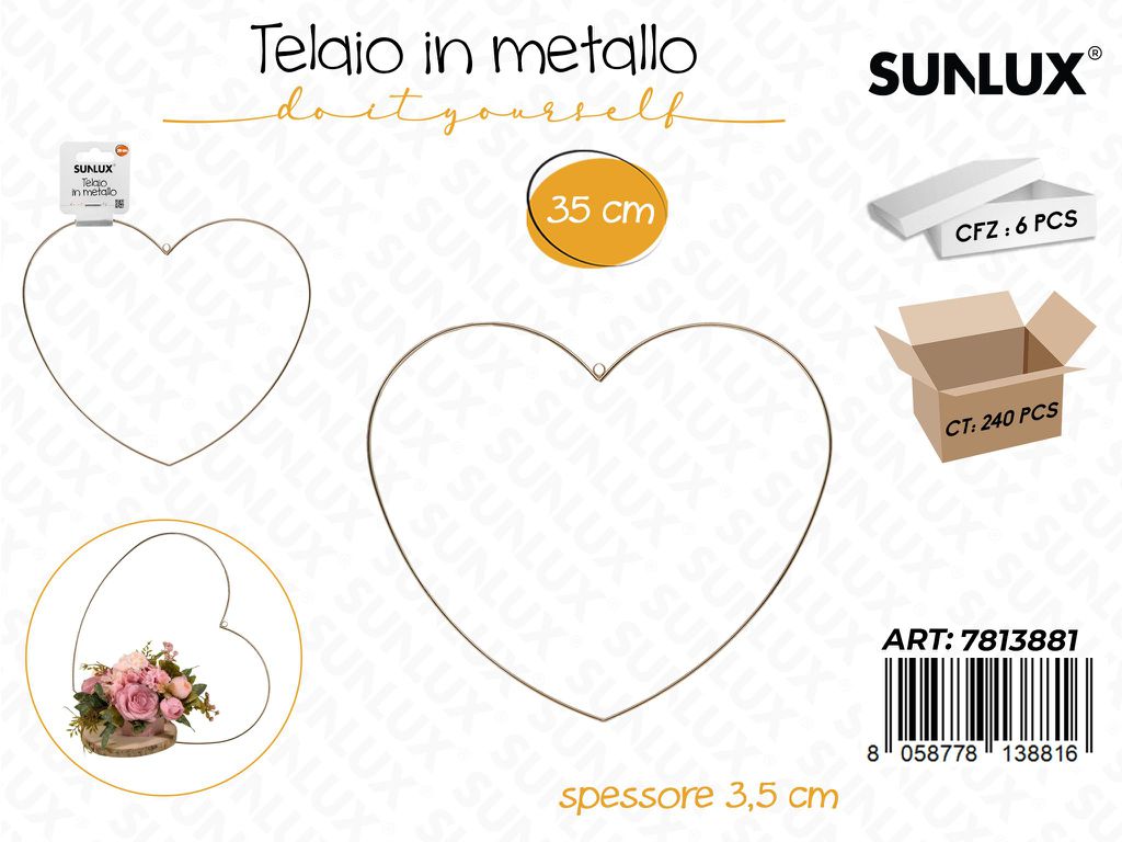 Sunlux Telaio in Metallo Cuore 3.5*35CM