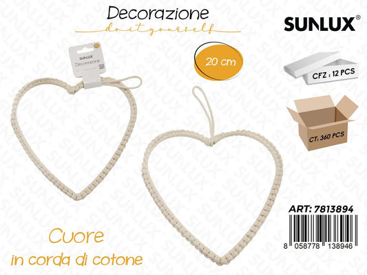 Sunlux Dec. Cuore in Corda Cotone 20CM