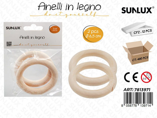Sunlux Anelli in Legno 2 Pcs D.6.5CM