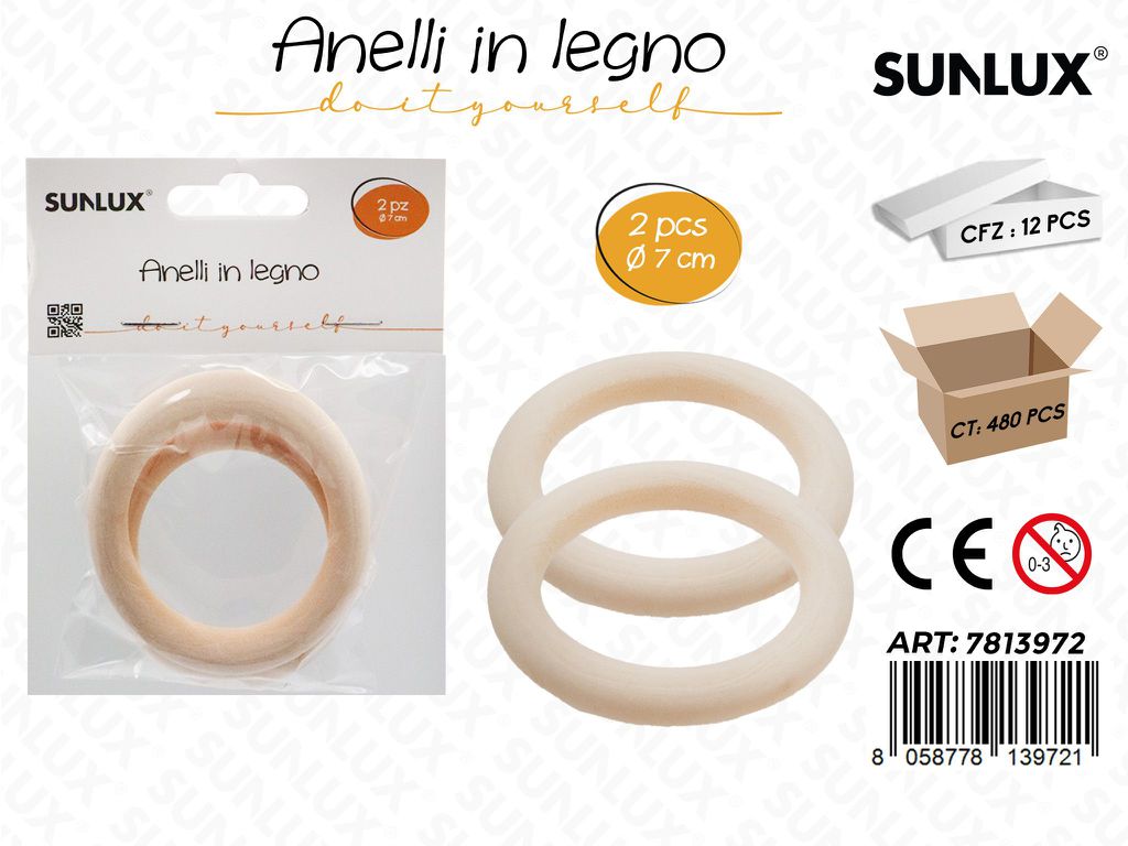 Sunlux Anelli in Legno 2 Pcs D.7CM
