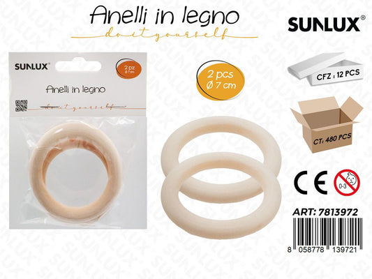 Sunlux Anelli in Legno 2 Pcs D.7CM
