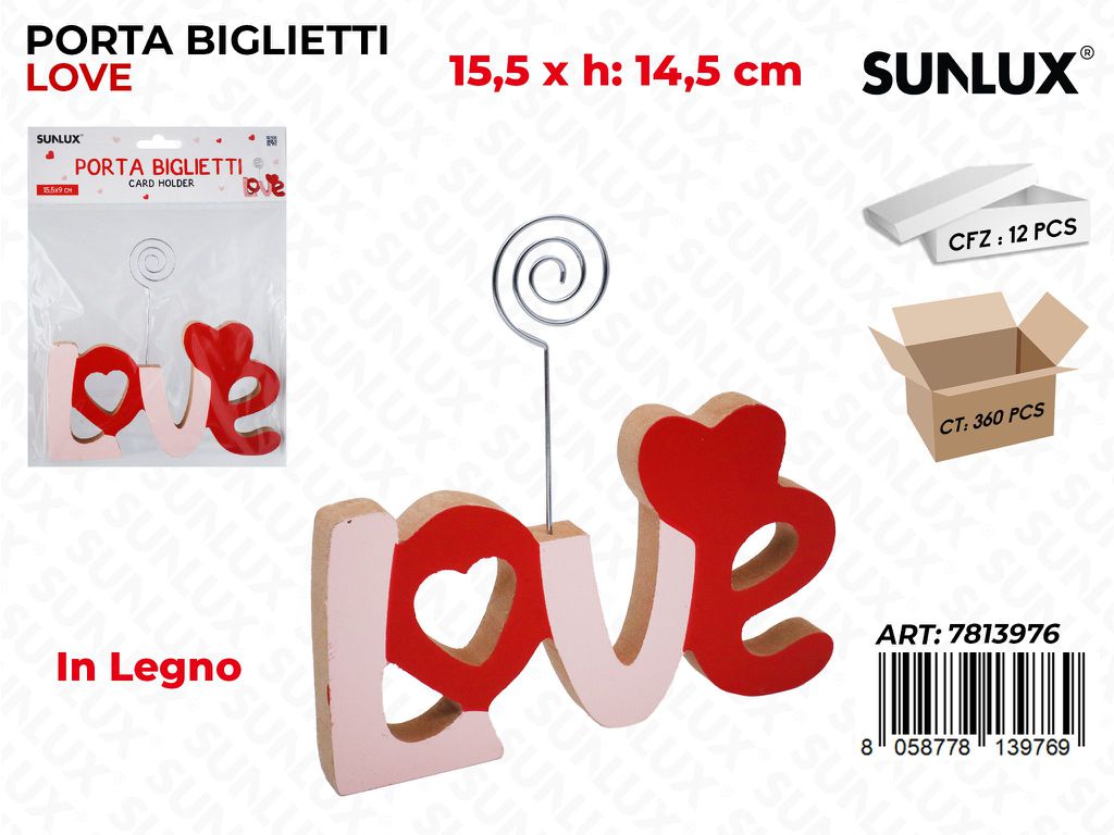 Sunlux Porta Biglietti Love Ass. Legno 15.5*14.5CM