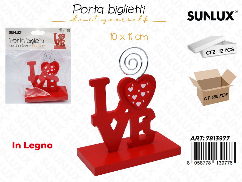 Sunlux Porta Biglietti Love Ass. Legno 10*11CM