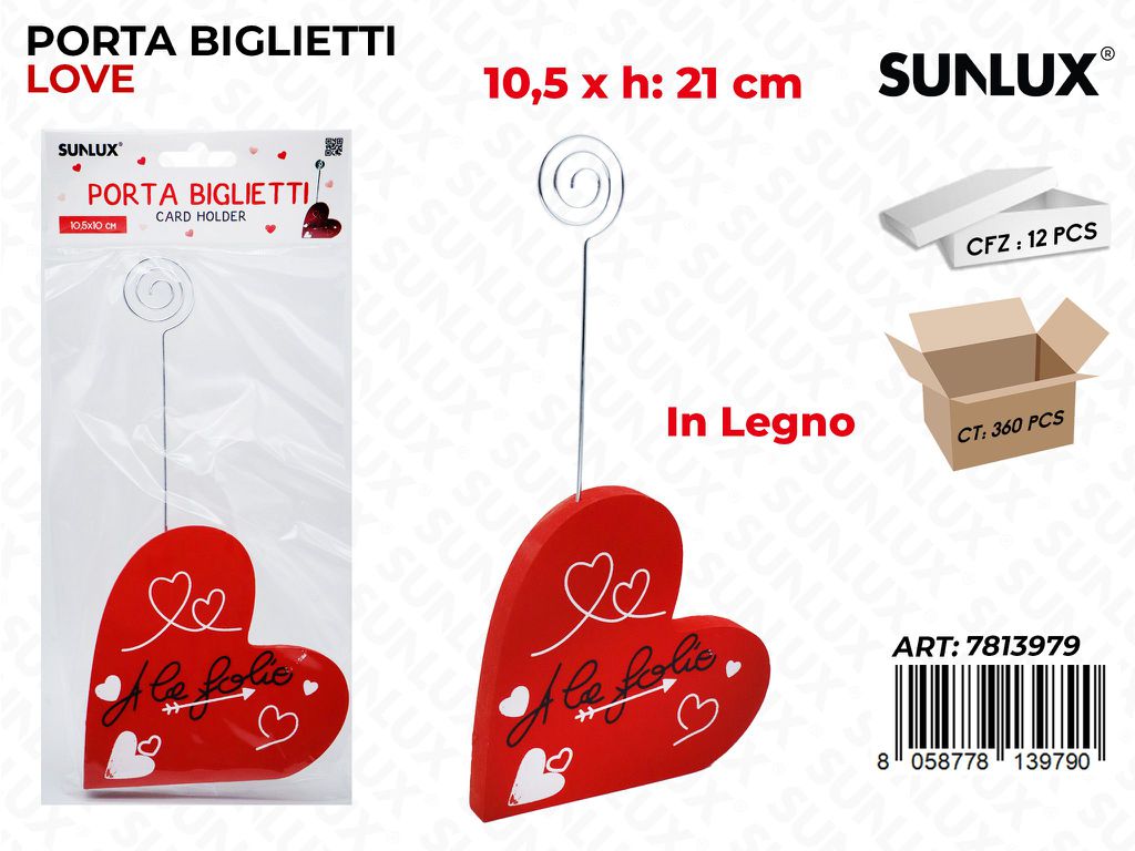 Sunlux Porta Biglietti Love Ass. Legno 10.5*21CM
