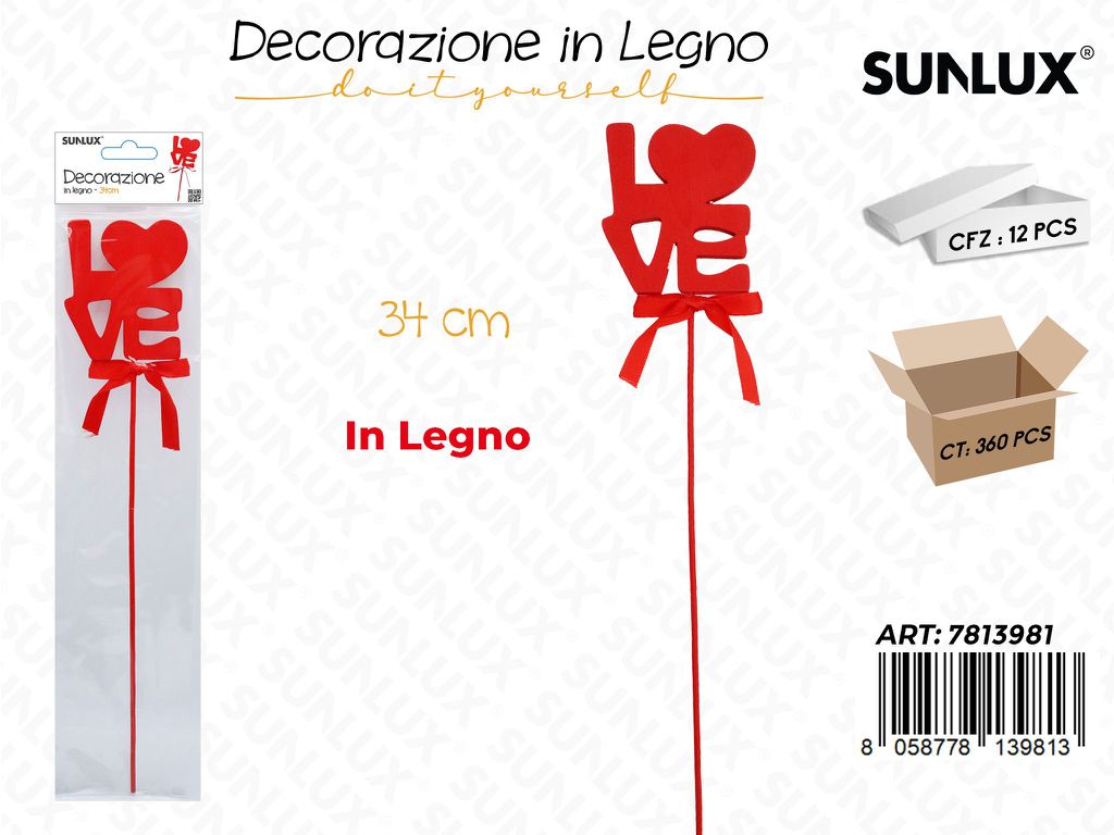 Sunlux Dec. Love Ass. Legno 34CM