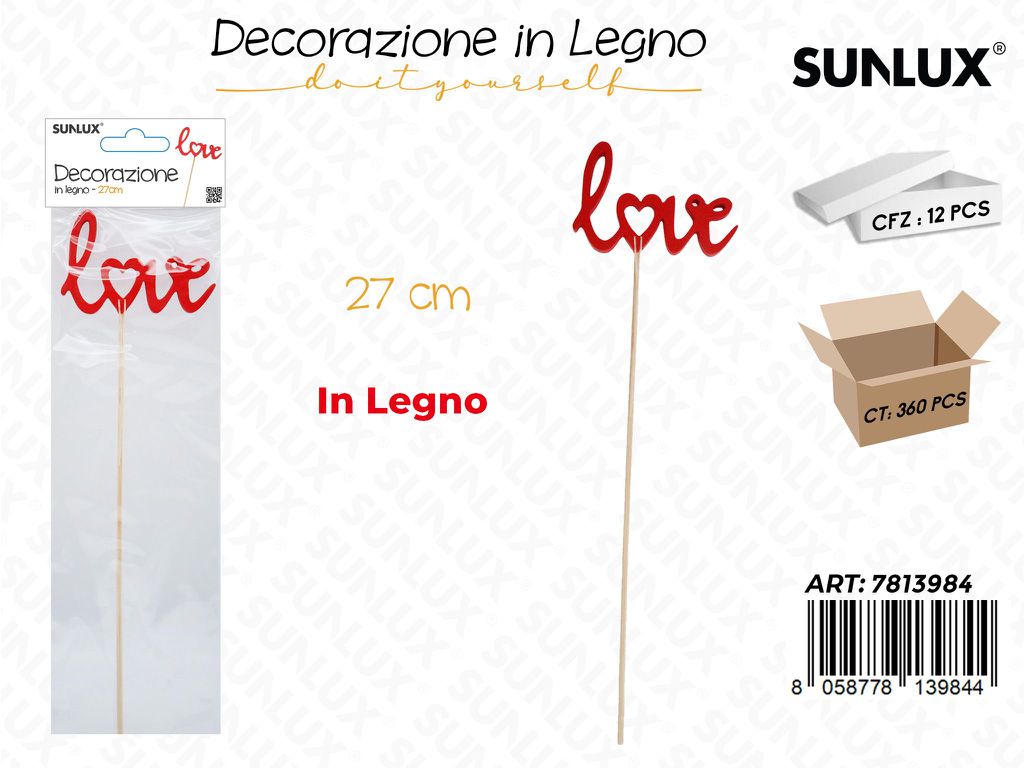 Sunlux Dec. Love Ass. Legno 27CM