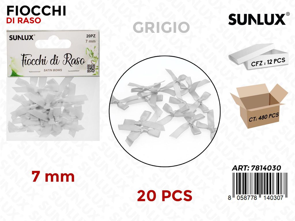 Sunlux Fiocchi di Raso Grigio 20PCS 7MM