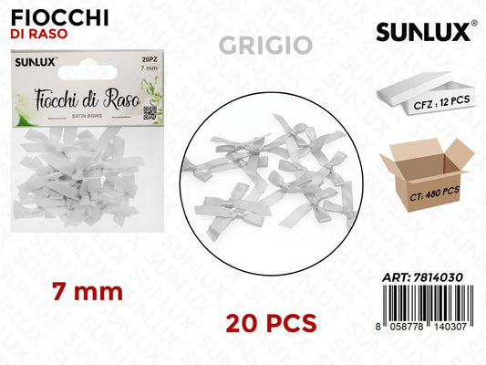 Sunlux Fiocchi di Raso Grigio 20PCS 7MM