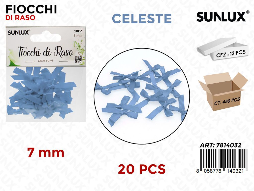 Sunlux Fiocchi di Raso Celeste 20PCS 7MM