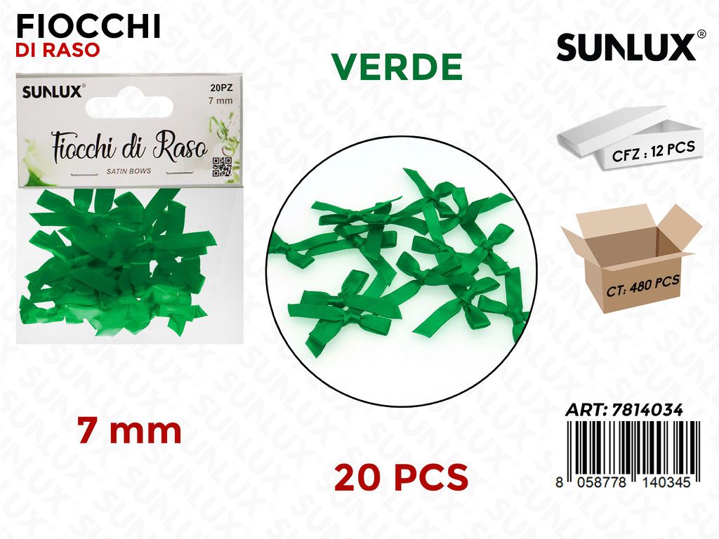 Sunlux Fiocchi di Raso Verde 20PCS 7MM