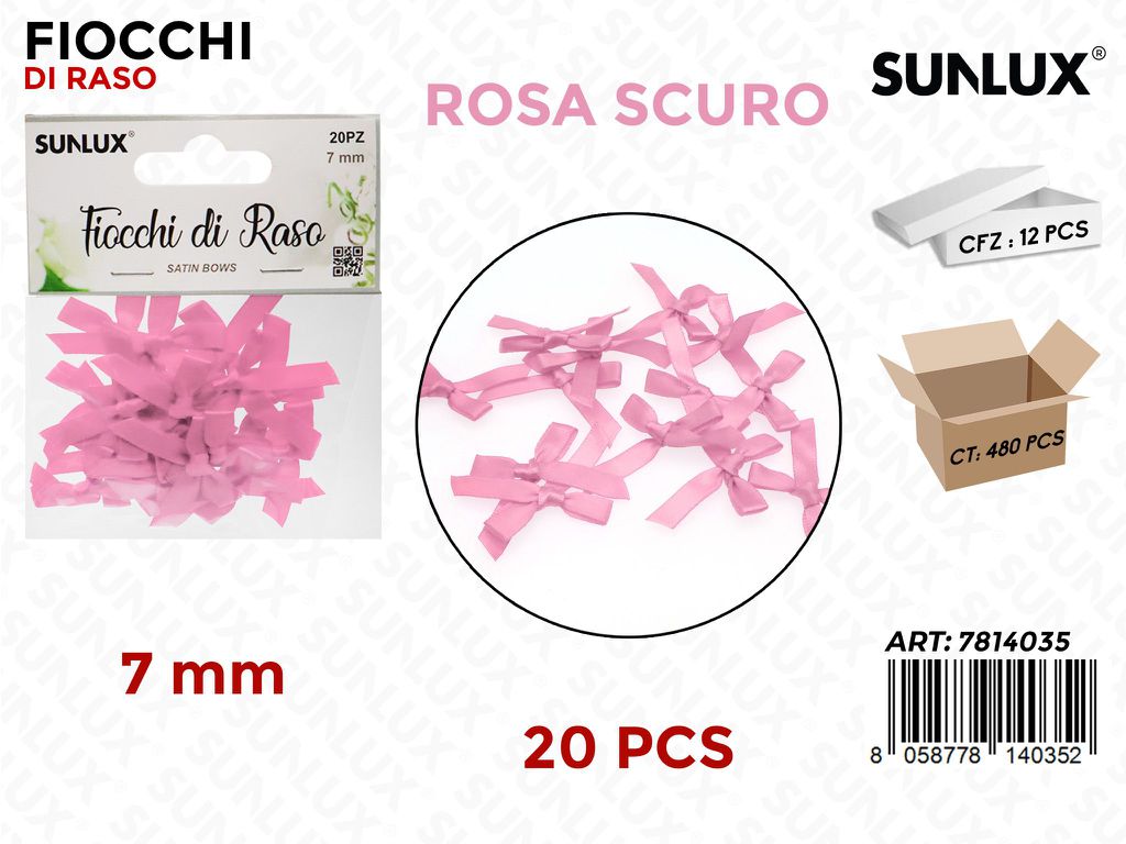 Sunlux Fiocchi di Raso Rosa Sc. 20PCS 7MM
