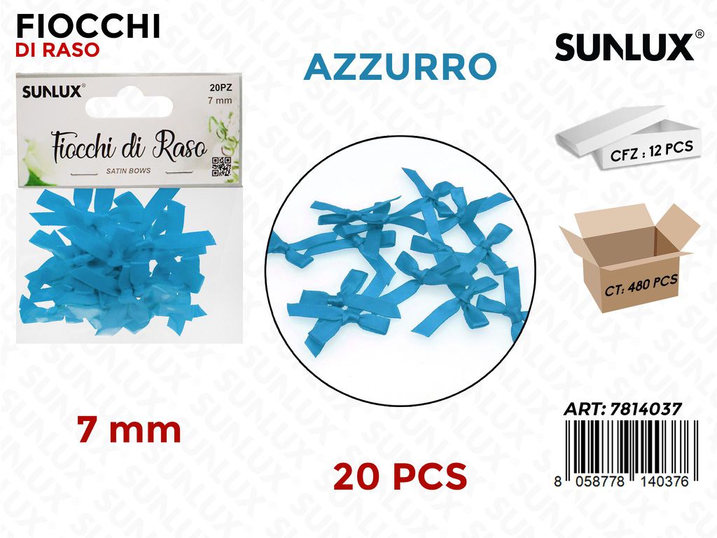 Sunlux Fiocchi di Raso Azzurro 20PCS 7MM