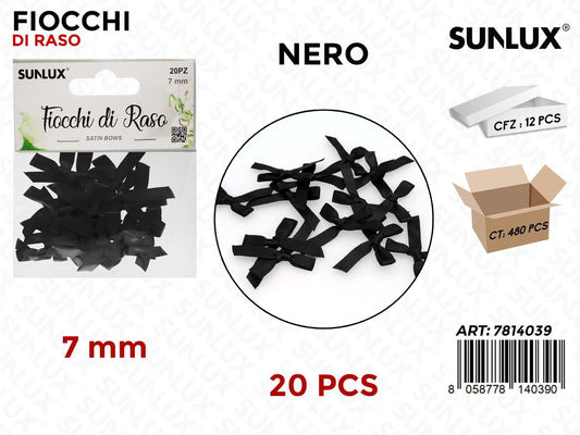 Sunlux Fiocchi di Raso Nero 20PCS 7MM