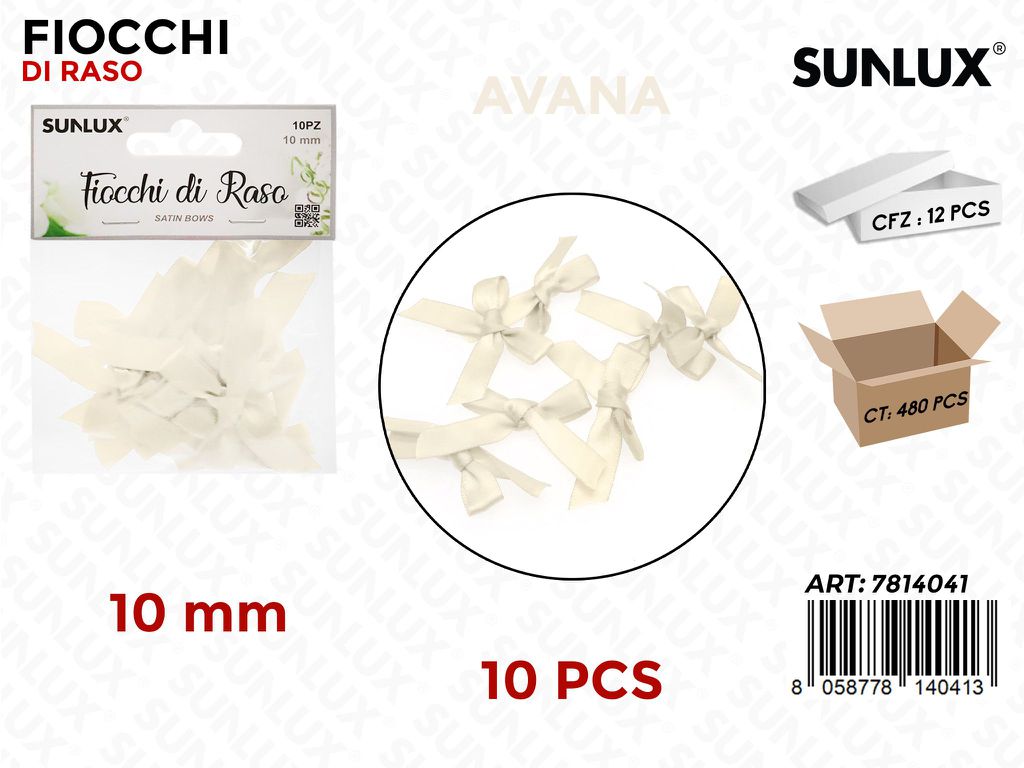 Sunlux Fiocchi di Raso Avana 10PCS 10MM