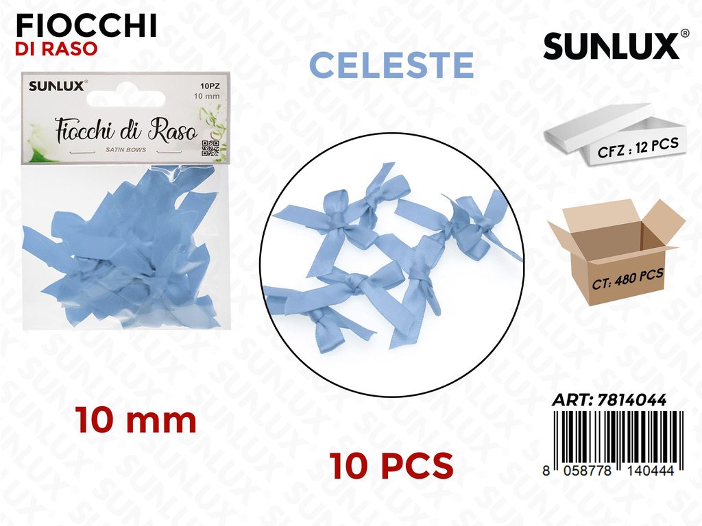 Sunlux Fiocchi di Raso Celeste 10PCS 10MM
