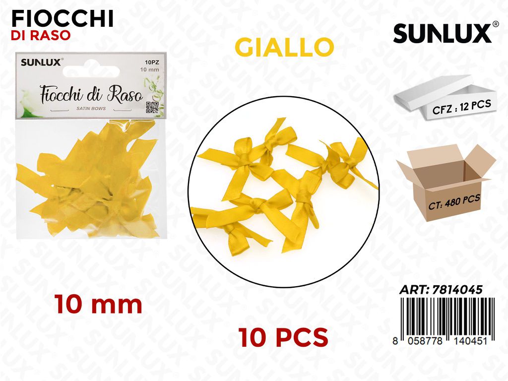 Sunlux Fiocchi di Raso Giallo 10PCS 10MM