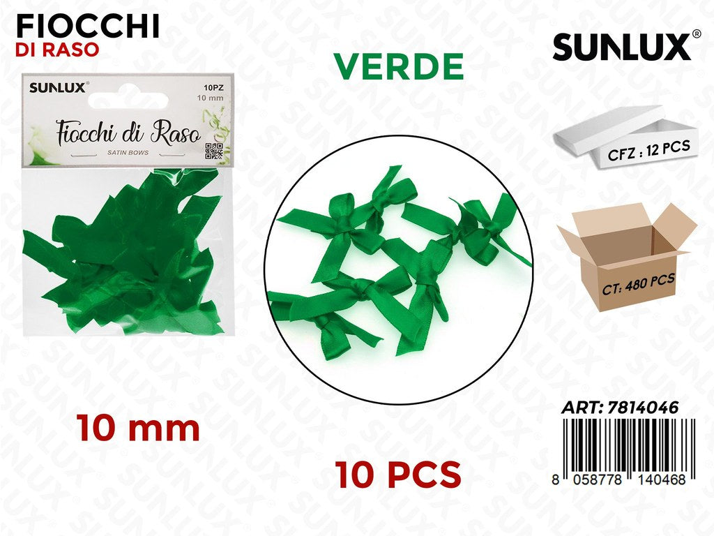 Sunlux Fiocchi di Raso Verde 10PCS 10MM