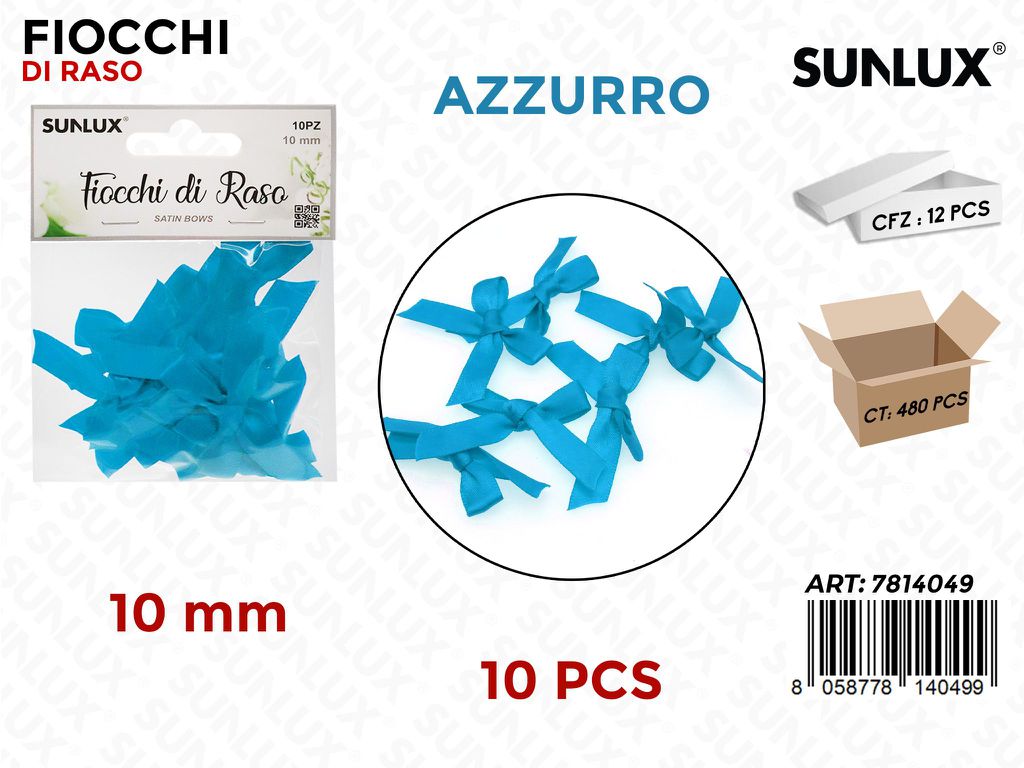 Sunlux Fiocchi di Raso Azzurro 10PCS 10MMì