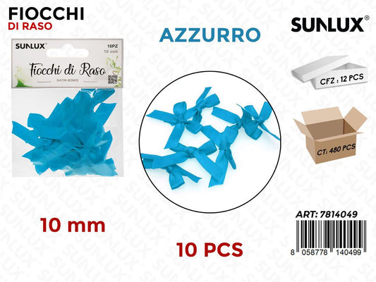 Sunlux Fiocchi di Raso Azzurro 10PCS 10MMì