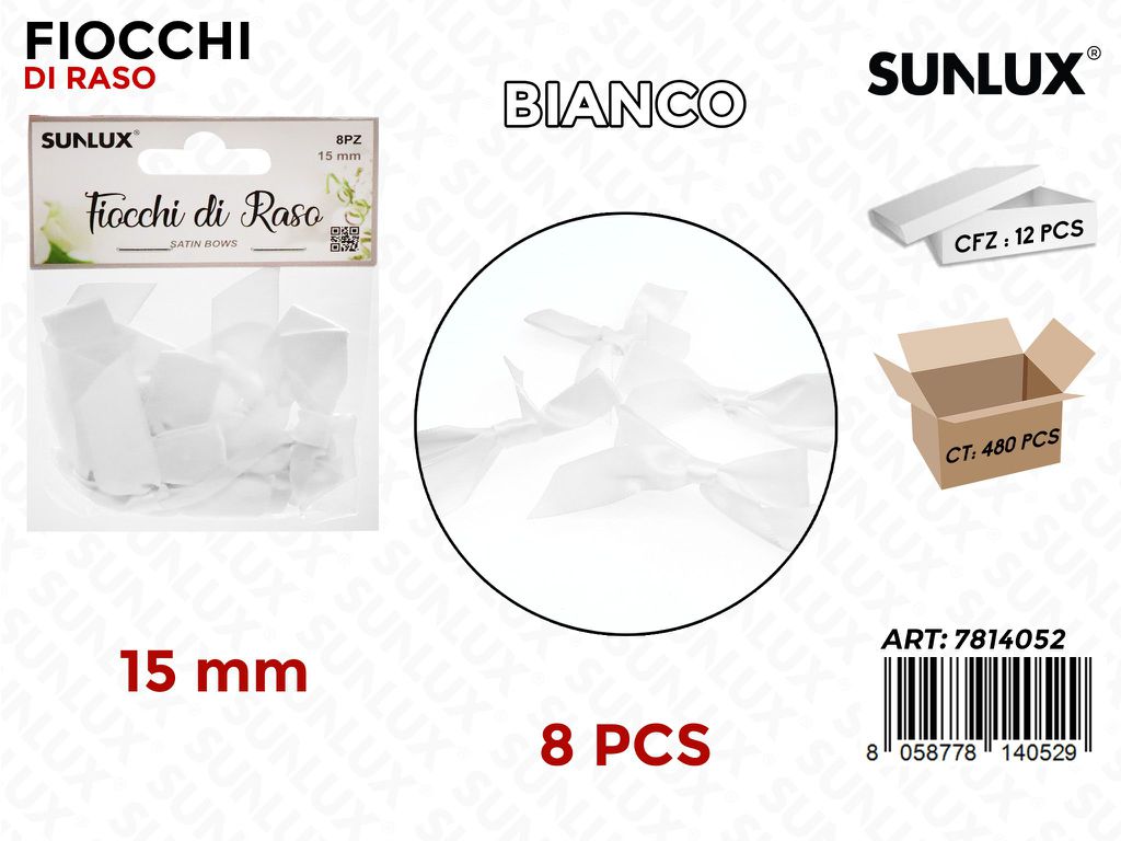 Sunlux Fiocchi di Raso Bianco 8PCS 15MM