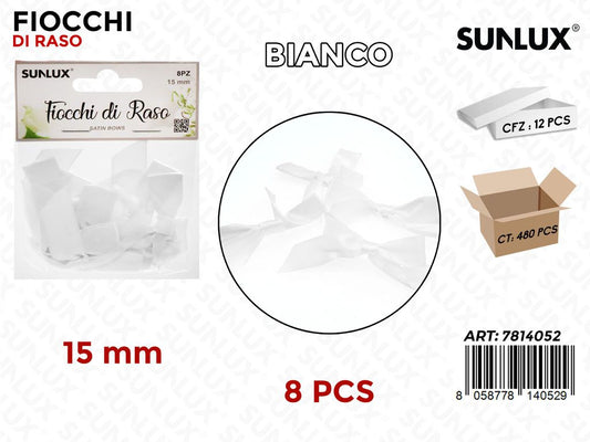 Sunlux Fiocchi di Raso Bianco 8PCS 15MM