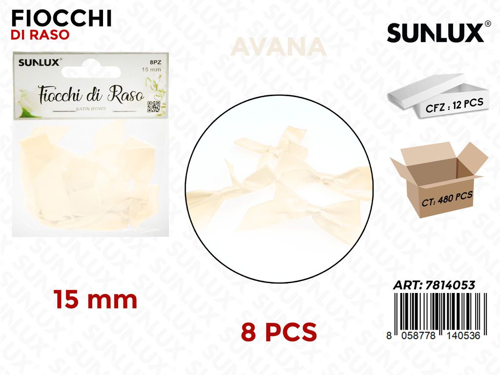 Sunlux Fiocchi di Raso Avana 8PCS 15MM