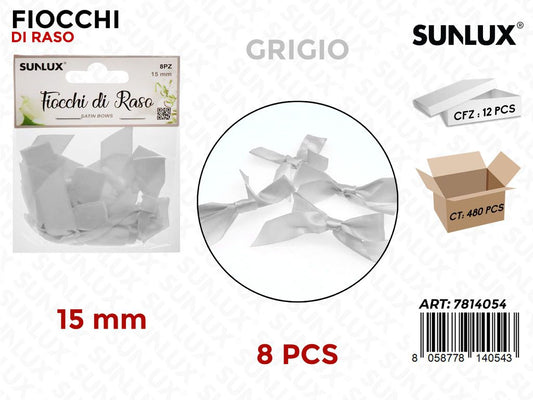 Sunlux Fiocchi di Raso Grigio 8PCS 15MM