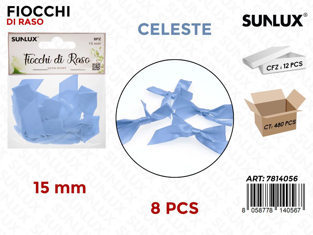Sunlux Fiocchi di Raso Celeste 8PCS 15MM