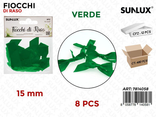 Sunlux Fiocchi di Raso Verde 8PCS 15MM