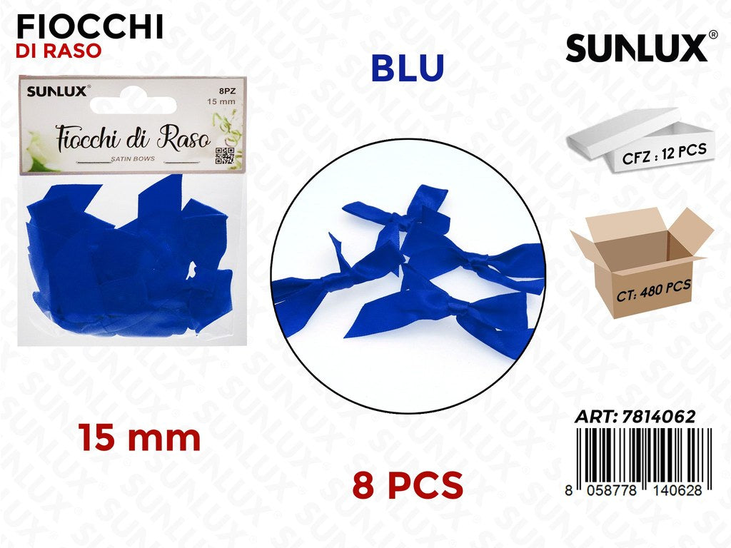 Sunlux Fiocchi di Raso Blu 8PCS 15MM