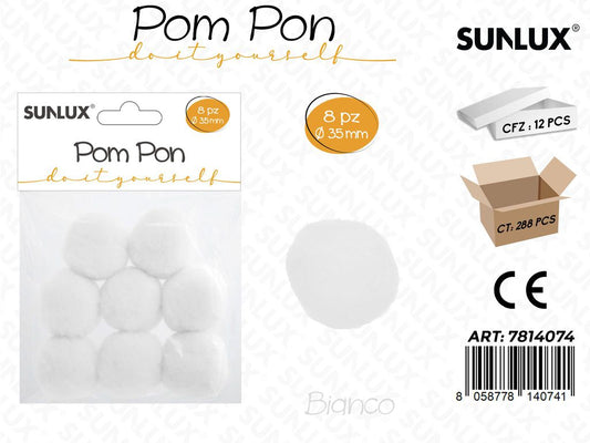 Sunlux Pompon Bianco 8PCS D.35MM