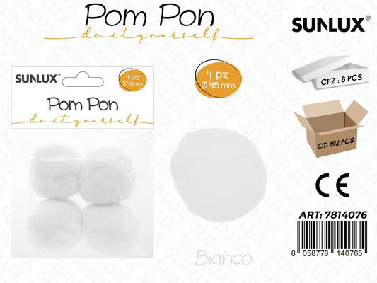 Sunlux Pompon Bianco 4PCS D.45MM