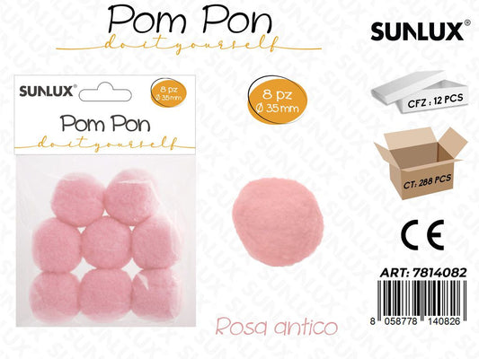 Sunlux Pompon Rosa Antico 8PCS D.35MM