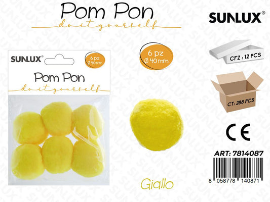 Sunlux Pompon Giallo 6PCS D.40MM