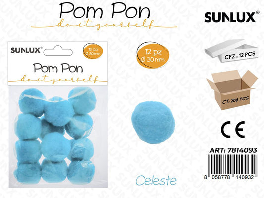 Sunlux Pompon Celeste 12PCS D.30MM