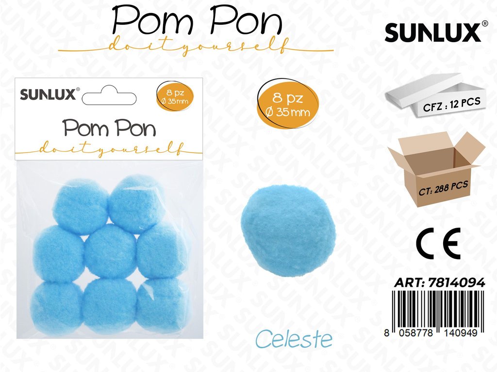 Sunlux Pompon Celeste 8PCS D.35MM