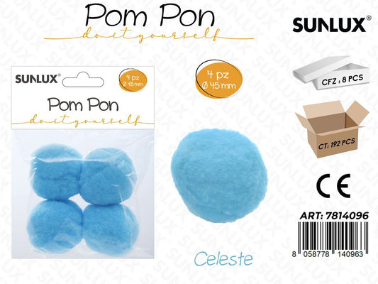 Sunlux Pompon Celeste 4PCS D.45MM