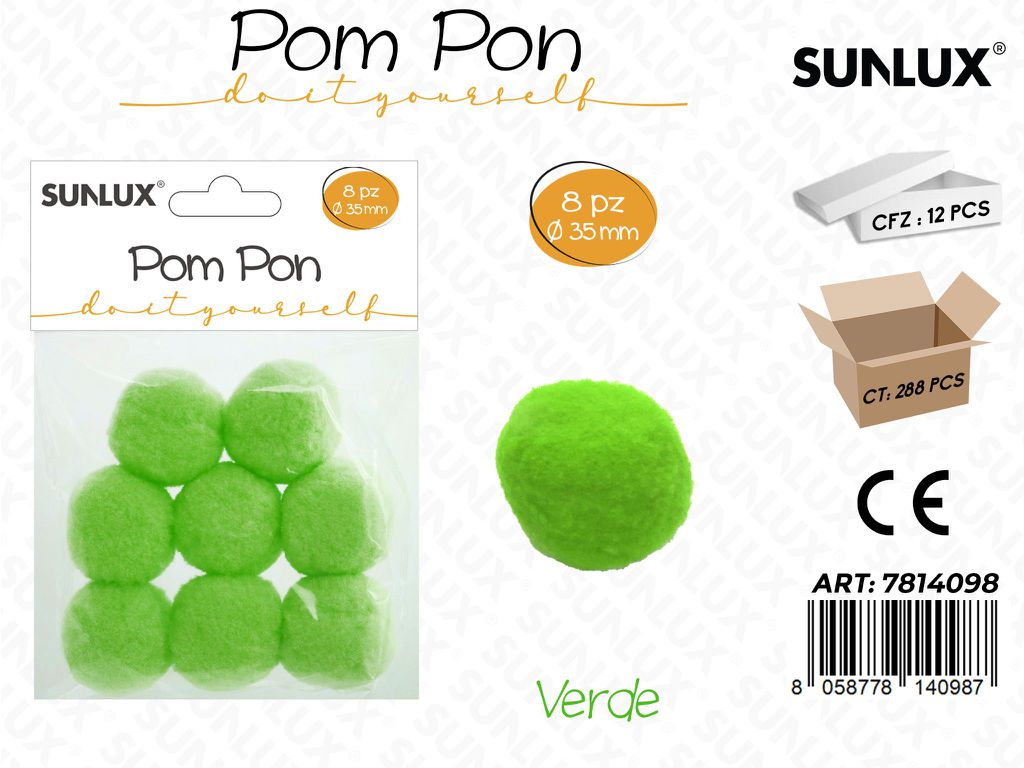 Sunlux Pompon Verde 8PCS D.35MM