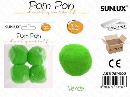 Sunlux Pompon Verde 4PCS D.45MM