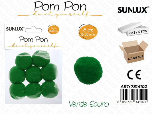 Sunlux Pompon Verde Scuro 8PCS D.35MM