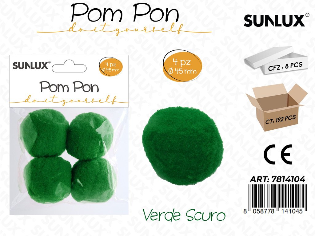Sunlux Pompon Verde Scuro 4PCS D.45MM