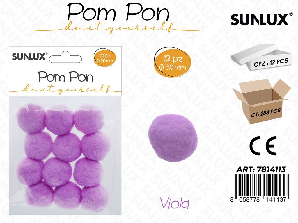 Sunlux Pompon Viola 12PCS D.30MM