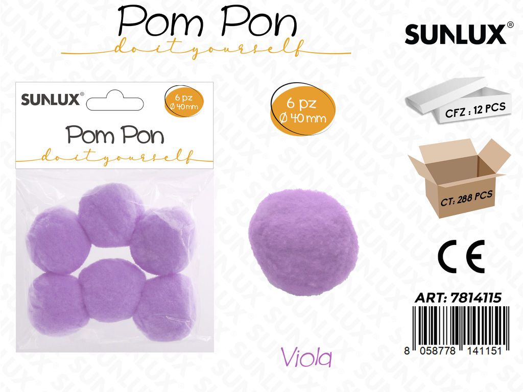 Sunlux Pompon Viola 6PCS D.40MM