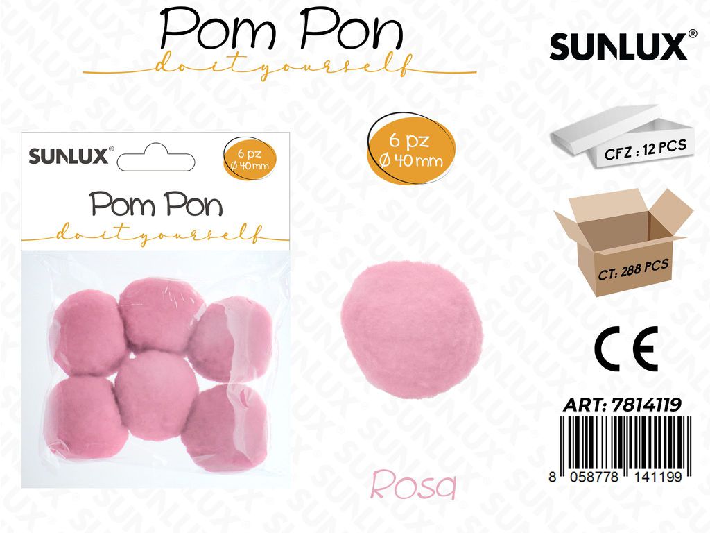 POMPON VIOLA 6PCS D.40MM