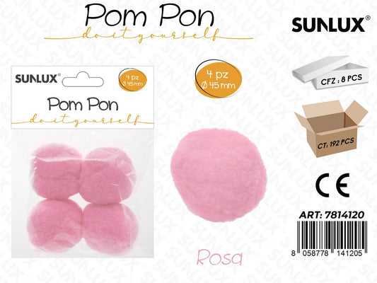 Sunlux Pompon Rosa 4PCS D.45MM